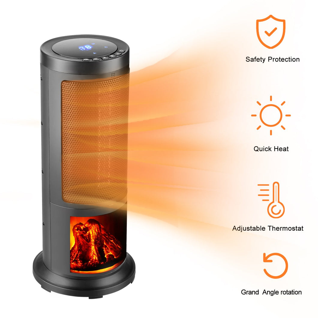 Electric Heater, Two-speed heating and Overheat protection with Timing Function, Can rotate the head at 45 degrees, Black