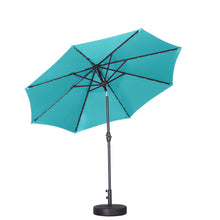 Load image into Gallery viewer, 9 ft Patio Umbrella Solar Powered LED Lighted Fade-Resistant Table Umbrella with Wind Vent and Base
