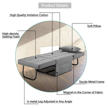 Load image into Gallery viewer, Folding Ottoman Sleeper Guest Bed, 4 in 1 Multi-Function Adjustable Ottoman Bed Bench Guest Sofa Chair with Side Pocket
