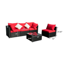 Load image into Gallery viewer, Outdoor Patio Furniture 2-12 Pieces PE Rattan Wicker Sectional Sofa Sets with Red Pillows,Cushions White Pillows
