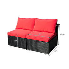 Load image into Gallery viewer, Outdoor Patio Furniture 2-12 Pieces PE Rattan Wicker Sectional Sofa Sets with Red Pillows,Cushions White Pillows
