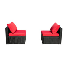 Load image into Gallery viewer, Outdoor Patio Furniture 2-12 Pieces PE Rattan Wicker Sectional Sofa Sets with Red Pillows,Cushions White Pillows
