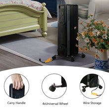 Load image into Gallery viewer, 7-Fan Black 1500W Oil Filled Radiator Electric Space Heater Home Bedroom Machine (With Remote Control)
