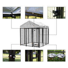 Load image into Gallery viewer, Outdoor Heavy Duty Welded Wire Dog Kennel with UV Protection,Waterproof Trap Cover,Automatic Lock ,Rotatable Window
