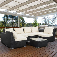 Load image into Gallery viewer, Outdoor Patio Furniture Set PE Rattan Wicker Sectional Sofa - Beige Cushions
