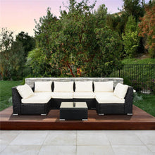 Load image into Gallery viewer, Outdoor Patio Furniture Set PE Rattan Wicker Sectional Sofa - Beige Cushions
