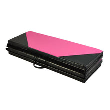 Load image into Gallery viewer, PU Leather Gymnastics Folding Mat Black &amp; Pink Hexagon
