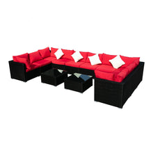 Load image into Gallery viewer, Outdoor Patio Furniture 2-12 Pieces PE Rattan Wicker Sectional Sofa Sets with Red Pillows,Cushions White Pillows
