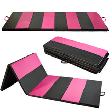 Load image into Gallery viewer, PU Leather Gymnastics Folding Mat - Magenta/Black rectangle
