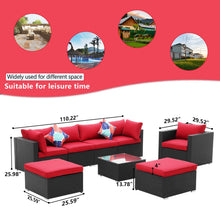 Load image into Gallery viewer, 8 Pieces Outdoor Patio Furniture Sofa Set Wicker Sectional Rattan Conversation Set with Ottoman and Glass Table
