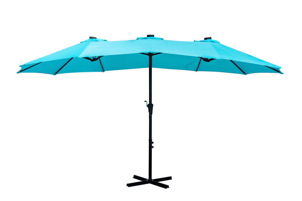 Oversize Outdoor Market Patio Umbrella -15 x 8.8' Solar Lighted 48 Led Light -(Base is not included)