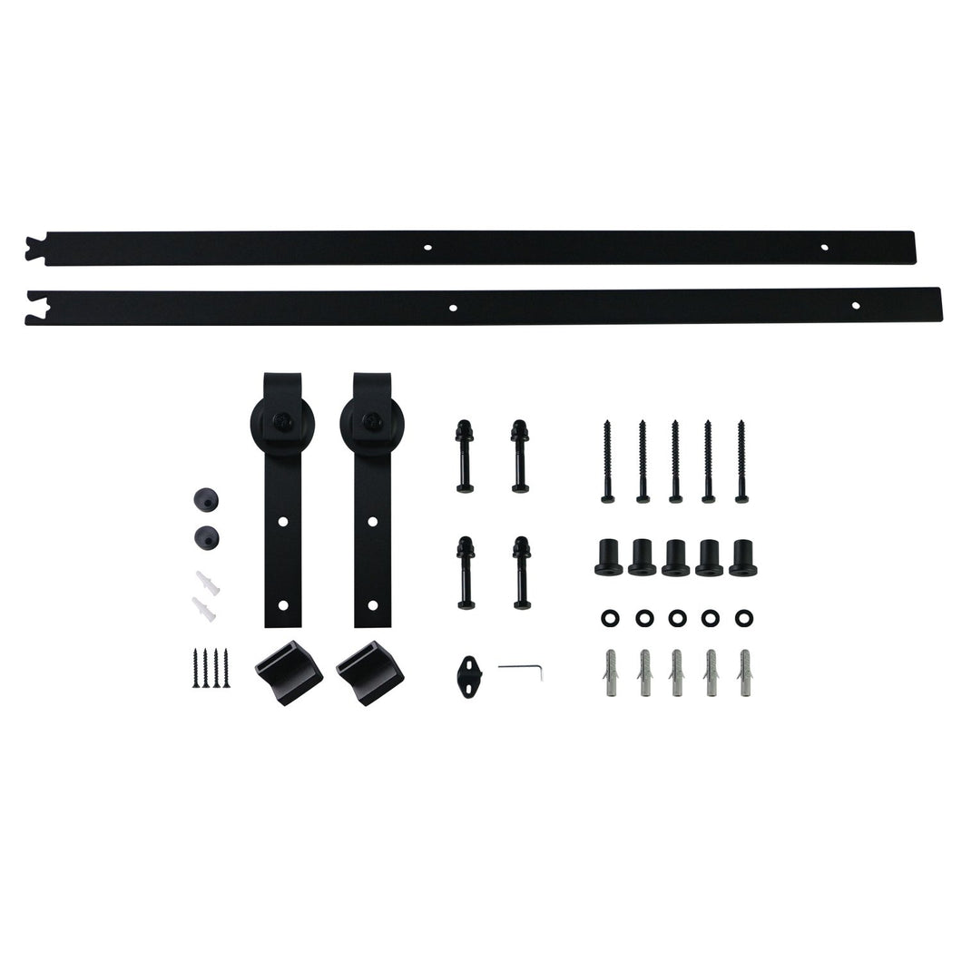 6FT Heavy Duty Sliding Barn Door Hardware Track Kit for Single Door Black,Includes Installation Instruction