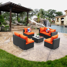 Load image into Gallery viewer, 7 Pieces Outdoor Patio Furniture sets Steel Frame PE Rattan Wicker Sectional Conversation Sofa Sets
