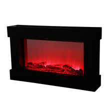 Load image into Gallery viewer, Electric Fireplace Stove with 3D Flame Adjustable Infrared Heater Thermostat with Remote Wood Metal Black 1500W 700W (38&quot;x3.7&quot;x22.4&quot;)
