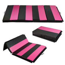 Load image into Gallery viewer, PU Leather Gymnastics Folding Mat - Magenta/Black rectangle
