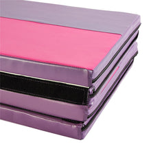 Load image into Gallery viewer, PU 4&#39;x8&#39;x2&#39; Leather Gymnastics Folding Mat - magenta/purple rectangle
