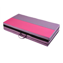 Load image into Gallery viewer, PU 4&#39;x8&#39;x2&#39; Leather Gymnastics Folding Mat - magenta/purple rectangle
