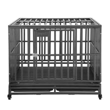 Load image into Gallery viewer, 38”/42”/46” Dog Cage Crate Kennel Heavy Duty Tear Resistant Square Tube with Four Wheels for Large Dogs Easy to Install
