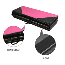 Load image into Gallery viewer, PU Leather Gymnastics Folding Mat Black &amp; Pink Hexagon
