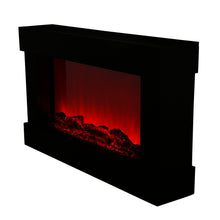 Load image into Gallery viewer, Electric Fireplace Stove with 3D Flame Adjustable Infrared Heater Thermostat with Remote Wood Metal Black 1500W 700W (38&quot;x3.7&quot;x22.4&quot;)
