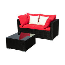 Load image into Gallery viewer, Outdoor Patio Furniture 2-12 Pieces PE Rattan Wicker Sectional Sofa Sets with Red Pillows,Cushions White Pillows
