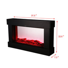 Load image into Gallery viewer, Electric Fireplace Stove with 3D Flame Adjustable Infrared Heater Thermostat with Remote Wood Metal Black 1500W 700W (38&quot;x3.7&quot;x22.4&quot;)
