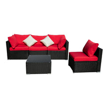 Load image into Gallery viewer, Outdoor Patio Furniture 2-12 Pieces PE Rattan Wicker Sectional Sofa Sets with Red Pillows,Cushions White Pillows
