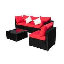 Load image into Gallery viewer, Outdoor Patio Furniture 2-12 Pieces PE Rattan Wicker Sectional Sofa Sets with Red Pillows,Cushions White Pillows
