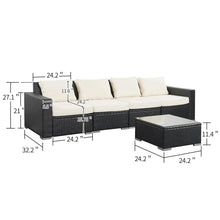 Load image into Gallery viewer, Outdoor Patio Furniture Set PE Rattan Wicker Sectional Sofa - Beige Cushions
