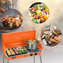 Load image into Gallery viewer, Liquid Propane BBQ Gas Grill,Barbecue Grill Outdoor Cooking Camping Stove Portable Stainless Steel,Orange
