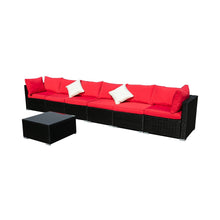 Load image into Gallery viewer, Outdoor Patio Furniture 2-12 Pieces PE Rattan Wicker Sectional Sofa Sets with Red Pillows,Cushions White Pillows
