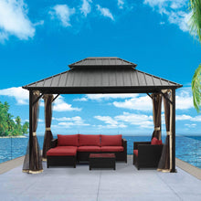 Load image into Gallery viewer, Outdoor Hardtop Double Top Gazebo Canopy with screens (10 x 12)
