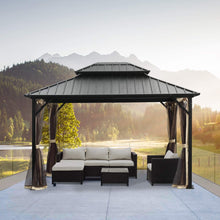 Load image into Gallery viewer, Outdoor Hardtop Double Top Gazebo Canopy with screens (10 x 12)
