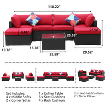 Load image into Gallery viewer, 7 Piece Outdoor Rattan Wicker Furniture Sofa Set with Ottoman
