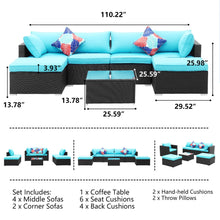 Load image into Gallery viewer, 7 Piece Outdoor Rattan Wicker Furniture Sofa Set with Ottoman
