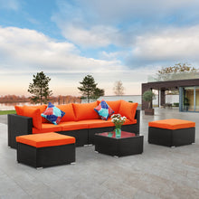 Load image into Gallery viewer, 7 Piece Outdoor Rattan Wicker Furniture Sofa Set with Ottoman
