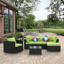 Load image into Gallery viewer, 6 Pieces Outdoor Furniture Wicker Sofa Set with Ottoman
