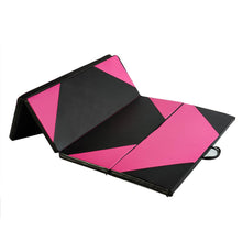 Load image into Gallery viewer, PU Leather Gymnastics Folding Mat Black &amp; Pink Hexagon
