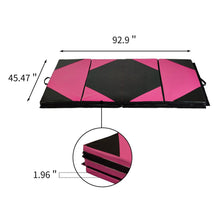 Load image into Gallery viewer, PU Leather Gymnastics Folding Mat Black &amp; Pink Hexagon
