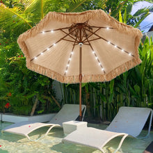 Load image into Gallery viewer, 9FT 2-Tiered Thatched Umbrella with LED
