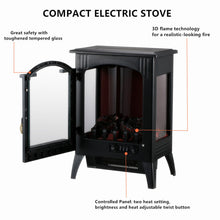 Load image into Gallery viewer, Electric Fireplace Free Standing Heater Adjustable 750W/1500W Wood Fire Flame Stove
