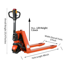 Load image into Gallery viewer, Full Electric Lithium Battery Pallet Jack 3300 lbs Cap. 48&quot; x 27&quot; Fork
