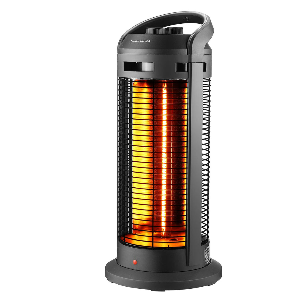 Electric Space heater, 45 degree rotating head, with safety reverse switch, optional 2-level heating, power up to 1500W, overheating protection and power down protection, black